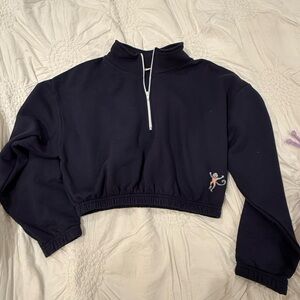 Pre loved Roller Rabbit navy cropped quarter zip women